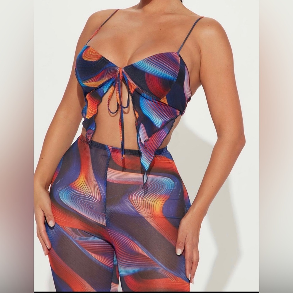 True art mesh pant set royal/combo